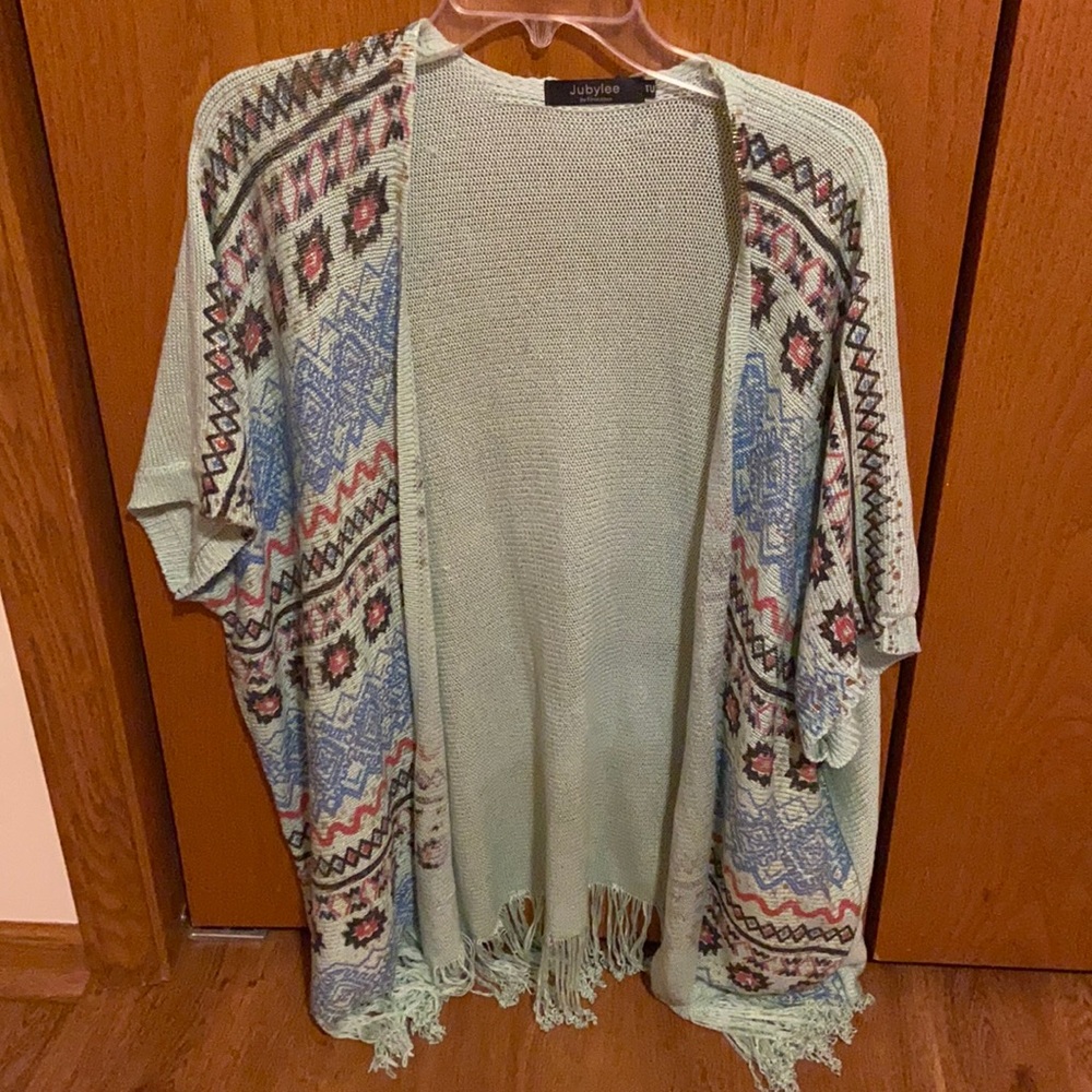Short sleeve teal cardigan from Spain